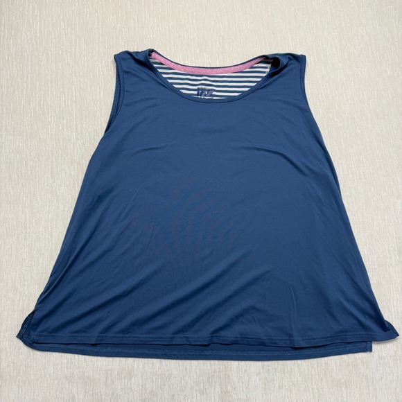 Muk Luks Tops - Muk Luks Wear Your Way Offline Tank Womens 3X Blue Stretch Round Neck Side Slit